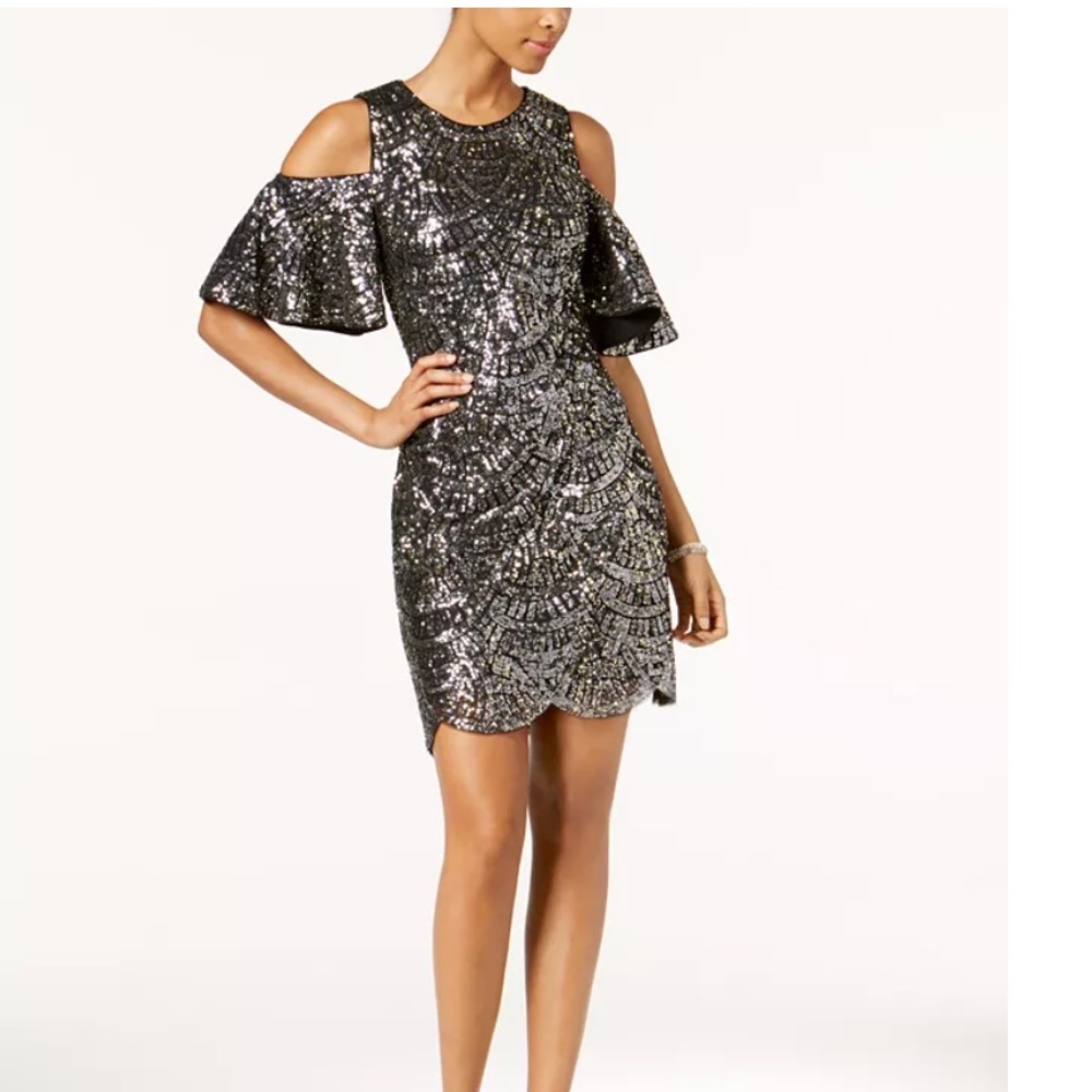 Vince Camuto Cold Shoulder Sequin Dress Size 14